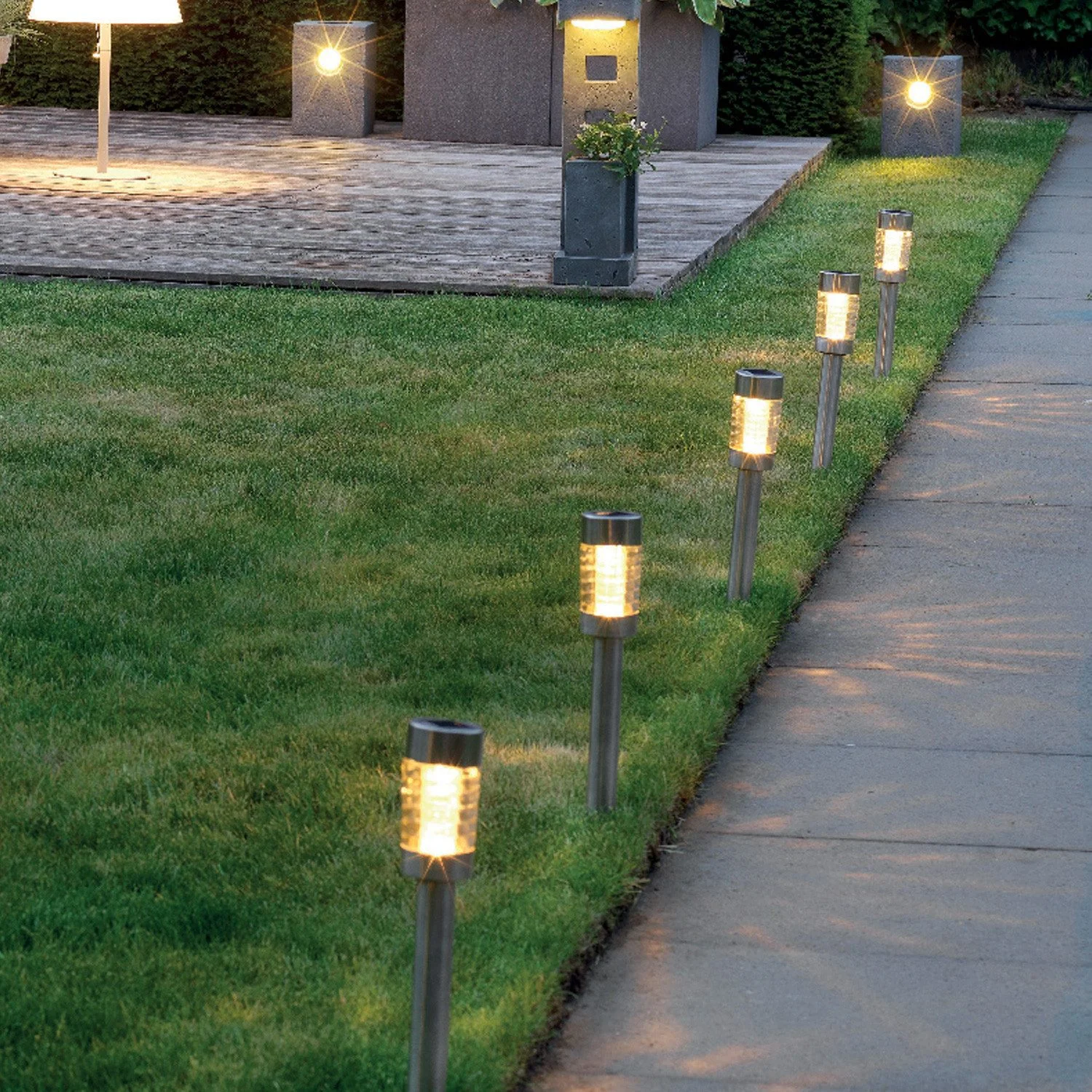 MARELIDA LED Solar Wegleuchte mit Erdspieß • Edelstahl • warmweiß (2100–3000K)